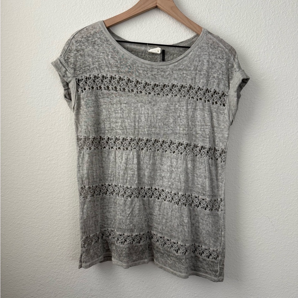 Anthropologie Akemi + Kin Lace Stripe Tee